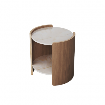 Столик Lagom Stone D 43 см высота 45 см (камень LC, натуральный дуб)