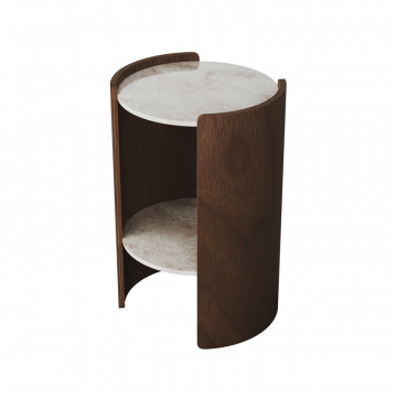 Столик Lagom Stone D 43 см высота 64 см (камень OV, орех)