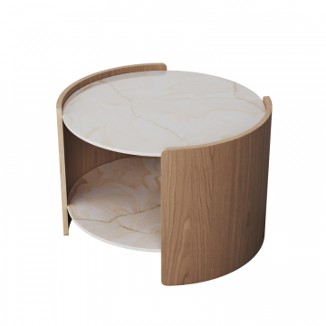 Столик Lagom Stone D 65 см высота 45 см (камень LC, натуральный дуб)