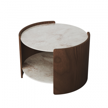 Столик Lagom Stone D 65 см высота 45 см (камень OV, орех)