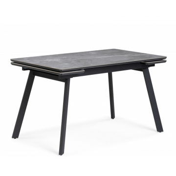 Керамический стол Норман 140(200)х80 серый мрамор larka grey / черный