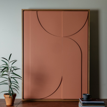 Панно ABSTRACTION RED (цвет рамы Grey brown) - 1000 х 500 х 40