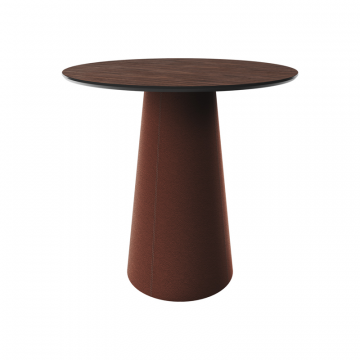 Стол обеденный Lagom D 100 см (орех / кирпичный, кожа)