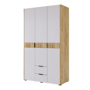 Адам Шкаф трехдверный дуб крафт золотой/белое дерево