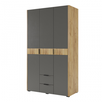 Адам Шкаф трехдверный дуб крафт золотой/графит