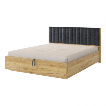 Адам Кровать с подъемным механизмом 160х200 см дуб крафт золотой/грей алькантара (велюр)