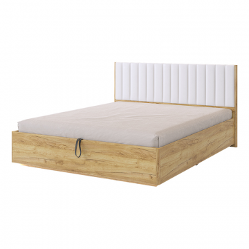 Адам Кровать с подъемным механизмом 160х200 см дуб крафт золотой/белоснежный (экокожа)