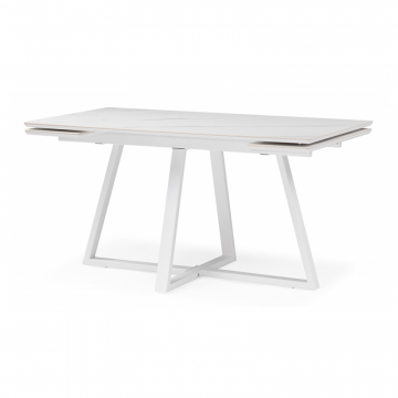 Керамический стол Памелла 140 (200) х 80 белый мрамор alpin white / snow white / белый
