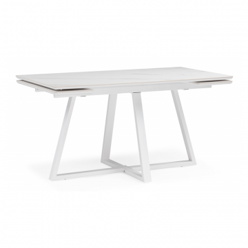 Керамический стол Памелла 140 (200) х 80 белый мрамор alpin white / snow white / белый