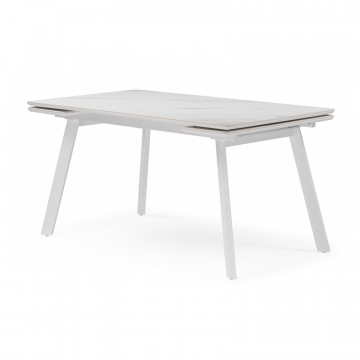 Керамический стол Норман 140 (200) х 80 белый мрамор alpin white / snow white / белый