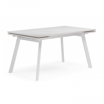 Керамический стол Норман 140 (200) х 80 белый мрамор alpin white / snow white / белый