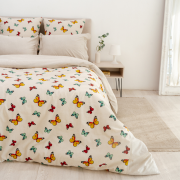 Комплект постельного белья Лен Евро Бабочки