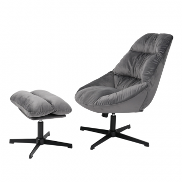 Кресло Оррелл серый с оттоманкой