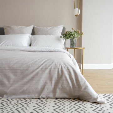 Комплект постельного белья Лен Евро Бежевая полоска