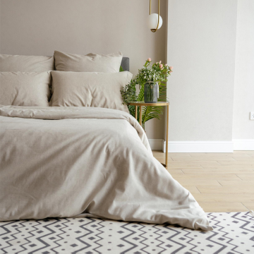 Комплект постельного белья Лен Евро Бежевый