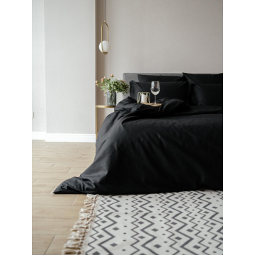 Комплект постельного белья Лен Семейный Черный
