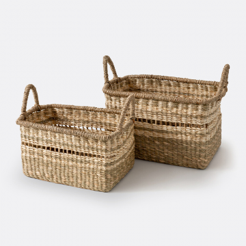 Комплект из 2 плетеных корзин с ручками Sola  единый размер бежевый