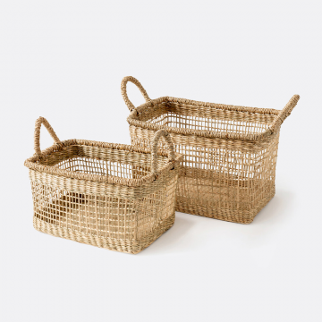 Комплект из 2 корзин с ручками из плетеного гербария Sola  единый размер бежевый
