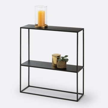 Консоль из металла черная с двумя столешницами HIBA  единый размер черный