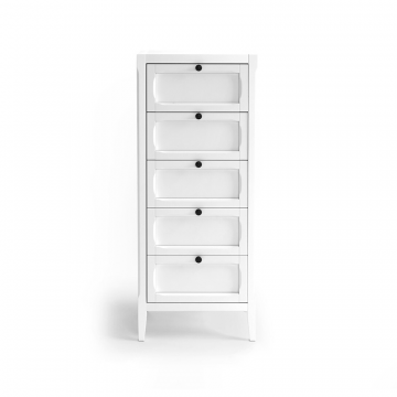 Комод узкий с 5 ящиками Eugnie белый