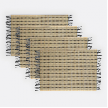 Комплект из 4 подложек под приборы с бахромой TYPHIA  единый размер бежевый