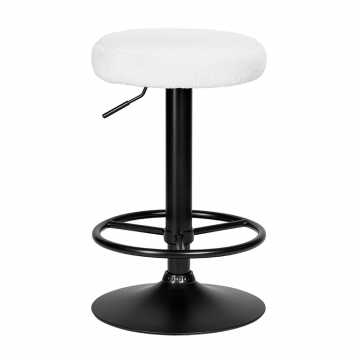 Табурет барный DOBRIN TEDDY BLACK, белый букле (13)