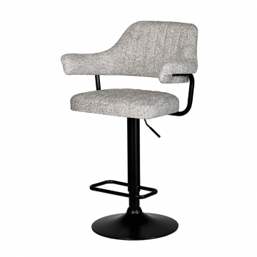 Стул барный DOBRIN CHARLY BLACK, светло-серый твид (LEO04)