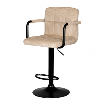 Стул барный DOBRIN KRUGER ARM BLACK, бежевый вельвет (LAR-E2041-04)