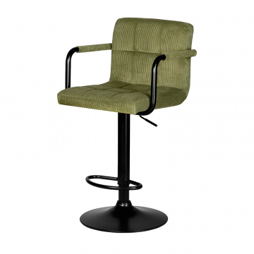 Стул барный DOBRIN KRUGER ARM BLACK, зеленый вельвет (LAR-E2041-7)