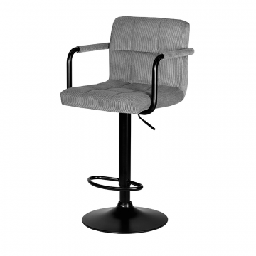 Стул барный DOBRIN KRUGER ARM BLACK, серый вельвет (LAR-E2041-25)
