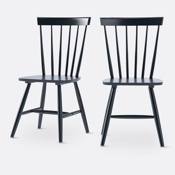 Комплект из 2 стульев из массива гельвеи JIMI  единый размер черный