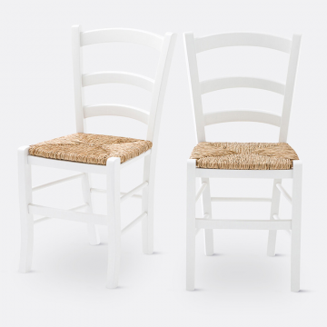 Комплект из 2 стульев с плетеным сидением Perrine  единый размер белый