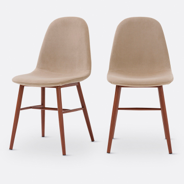 Комплект из двух стульев с обивкой из велюра Polina  единый размер бежевый