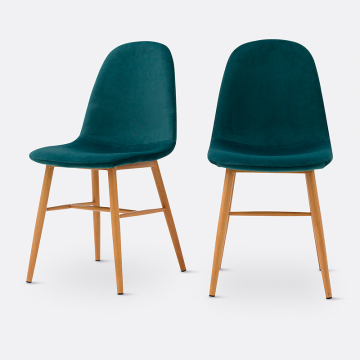 Комплект из двух стульев с обивкой из велюра Polina  единый размер зеленый