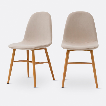 Комплект из двух стульев с обивкой из велюра Polina  единый размер бежевый