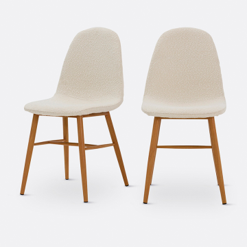 Комплект из двух стульев с обивкой из буклированной ткани Polina  единый размер бежевый