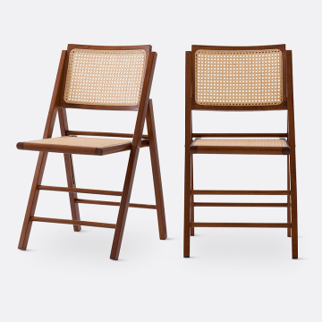 Комплект из двух складных стульев из бука и плетения Rivia  единый размер каштановый