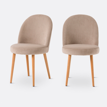 Комплект из двух велюровых стульев Ins  единый размер бежевый