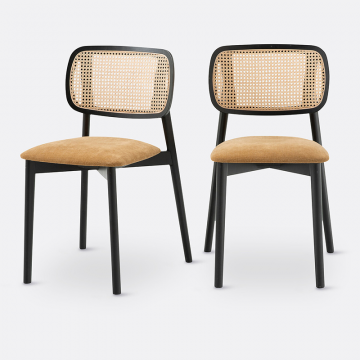 Комплект из 2 стульев из бука и плетения Rivio  единый размер желтый