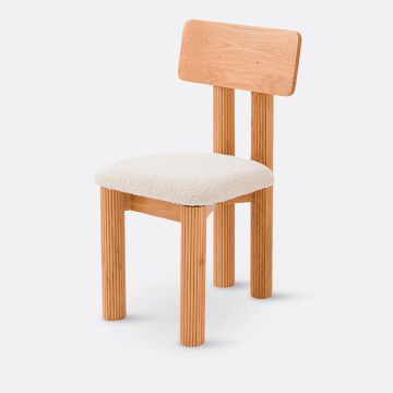 Стул из дуба и ткани букле Desna  единый размер бежевый