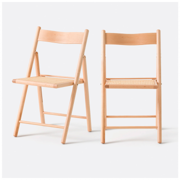 Комплект из двух складных стульев из бука и плетеного ротанга Mauryn  единый размер бежевый