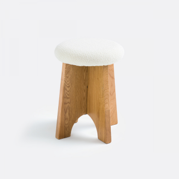 Табурет из массива дуба с мягким сиденьем Seguino  единый размер бежевый