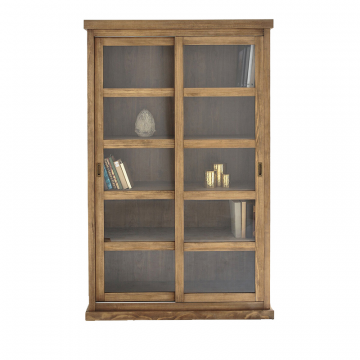 Шкаф-витрина книжный с 2 раздвижными дверцами Lunja коричневый