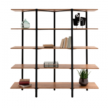 Этажерка большая из массива дуба и стали Hiba бежевый