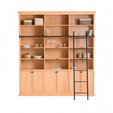 Книжный шкаф из сосны с лестницей Dario бежевый