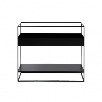 Этажерка для задней стороны дивана со стальным ящиком для пластинок Hiba черный