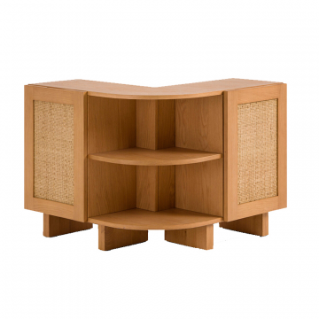 Этажерка  спинка дивана из дуба и плетеного материала Arty каштановый