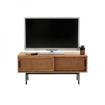 Тумба для ТВ из дуба и плетеного ротанга WASKA бежевый
