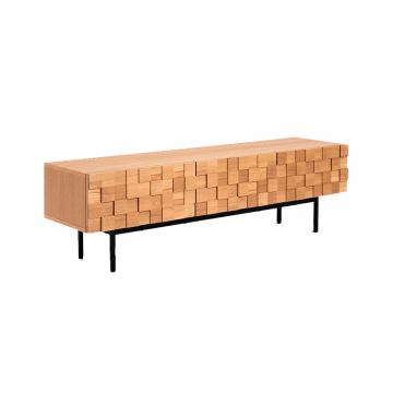 Тумба под TV покрытая дубовым шпоном с 3 дверцами Madria бежевый