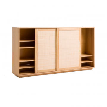 Мебель для ТВ из дуба с плетеными дверками Palano бежевый